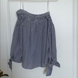 Off the shoulder stripped shirt